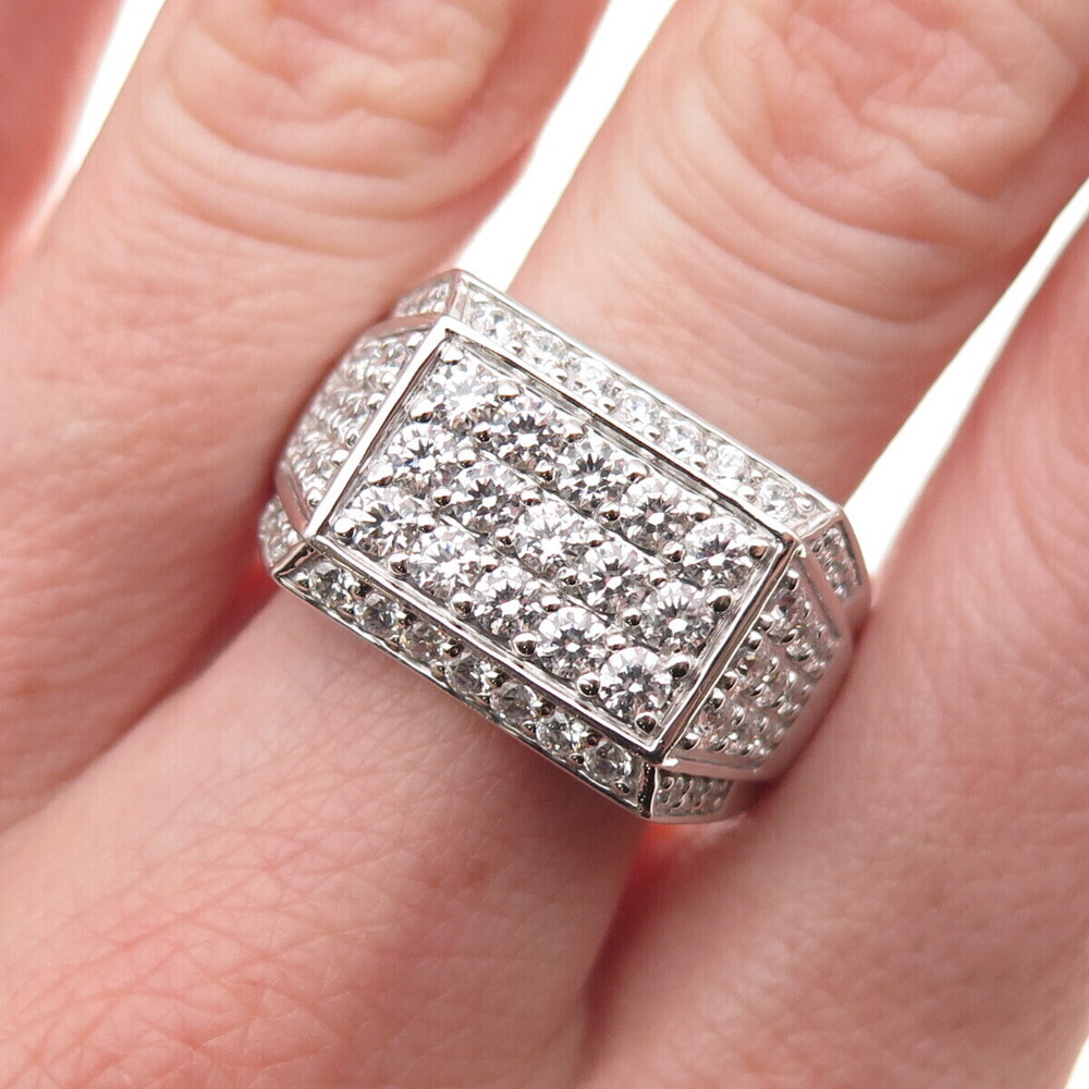 925 Sterling Silver Round-Cut C Z Sparkle Ring Size 10.25